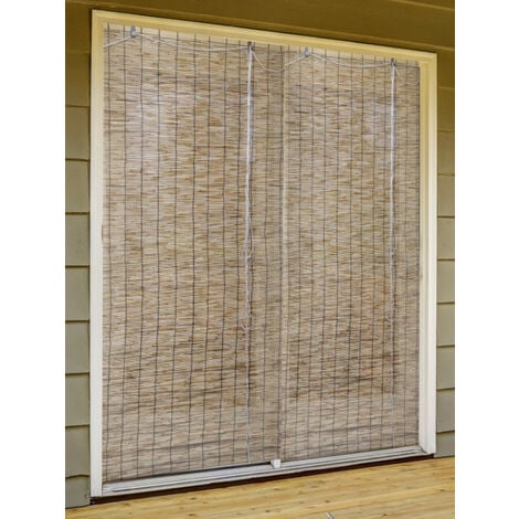 Estor Enrollable 90X200CM Compuesto 100% Bambú Natural Cortina Para Ventana o Puerta Persiana Madera Beige