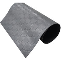 Suelo Goma Composición 100% Caucho Suelo Caucho Suelo PVC Suelo Protector Diseño Botones Gris Grosor 1MM Medida 100X150CM