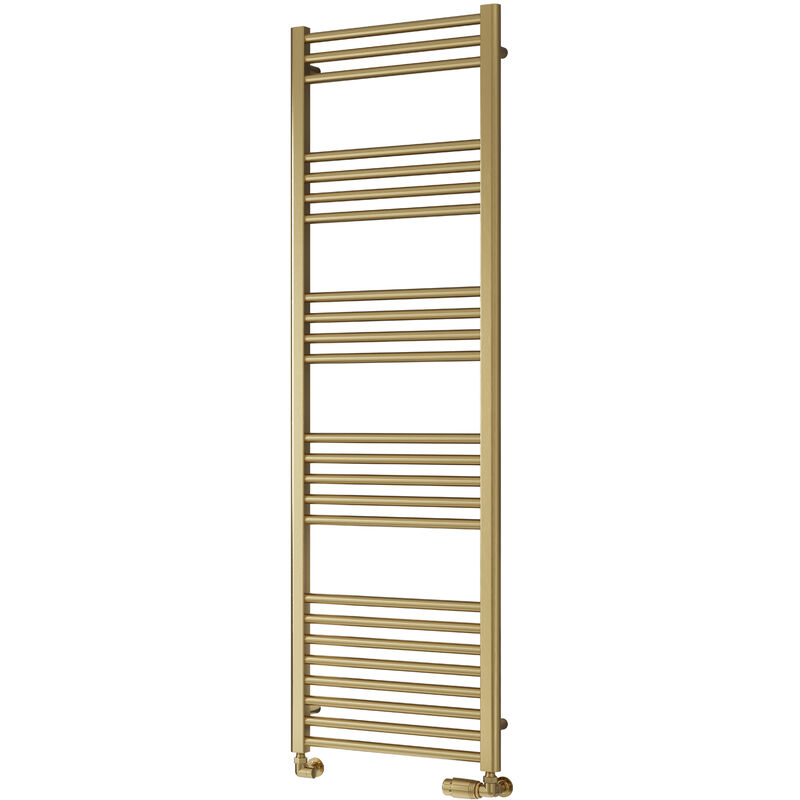 Reina Ottone Brushed Brass Steel Vertical Designer Heated Towel Rail Mm H X Mm W