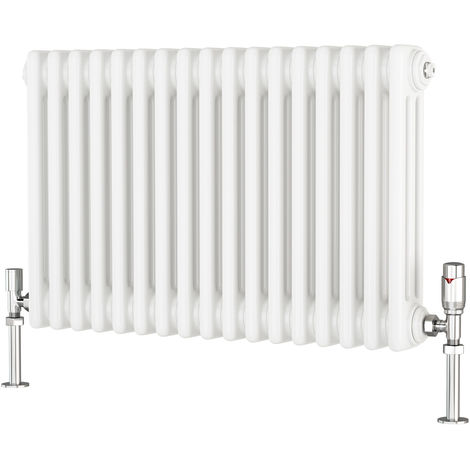 Eastgate Lazarus Steel White Horizontal 3 Column Radiator 500mm H x ...