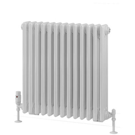 Eastbrook Rivassa Steel White 3 Column Horizontal Radiator 600mm H x ...