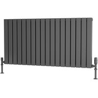 Eastgate Eben Steel Anthracite Horizontal Designer Radiator 600mm x 1224mm Double Panel - Electric Only - Thermostatic