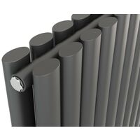 Primus Elliptical Tube Steel Anthracite Horizontal Designer Radiator 600mm x 1050mm Double Panel - Electric Only - Standard