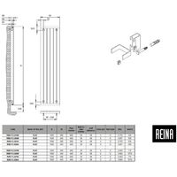 Reina Flat Steel White Vertical Designer Radiator 1800mm x 218mm Double Panel