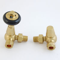 Plumbers Choice Faringdon Corner Brass Traditional Thermostatic Radiator Valve Un-Lacquered Brass
