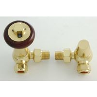 Plumbers Choice Faringdon Corner Brass Traditional Thermostatic Radiator Valve Polished Brass