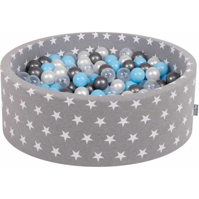 Kiddymoon 90x30cm300 Bolas ∅ 7cm piscina de para ninos hecha en la ue gris estrellastransparenteplataperlaazul