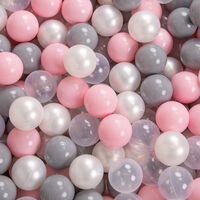 KiddyMoon 120X30cm/1000 Bolas ∅ 7Cm Piscina De Bolas Para Ninos Hecha En La UE, Rosa:Perla/Gris/Transparente/Rosa Claro - rosa:perla/gris/transparente/rosa claro