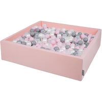 KiddyMoon 120X30cm/1000 Bolas ∅ 7Cm El Cuadrado Piscina De Bolas Para Ninos Hecha En La UE, Rosa:Perla/Gris/Transparente/Rosa Claro - rosa:perla/gris/transparente/rosa claro