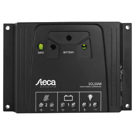 Régulateur de charge solaire 10A 12V 24V – Protection contre surcharge et décharge – Fusible électronique – Afficheur LED – 764205 – Steca