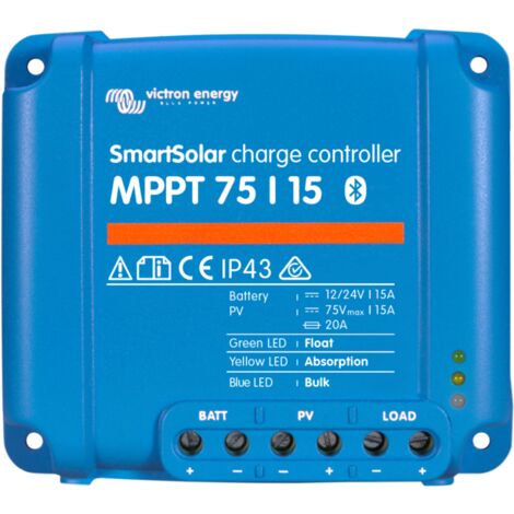 Régulateur solaire MPPT 75V 15A – Communication Bluetooth – Monitoring via application Victron Connect – Idéal pour installations photovoltaïques