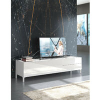 CASA VITAL TV Ständer KALI, 162x40x42 cm, Weiß hoch gloss und Marmor - Weiß