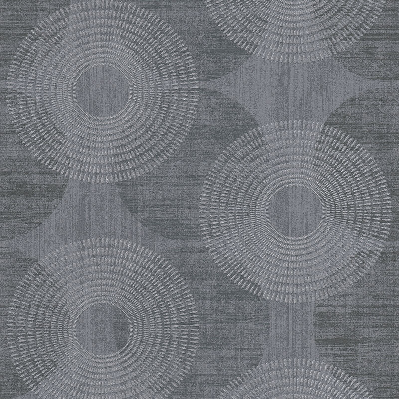 Anthrazit Tapete mit Glitzer Ethno Tapete mit Kreismuster aus Vinyl Moderne  geometrische Vliestapete ideal für Esszimmer und Wohnzimmer