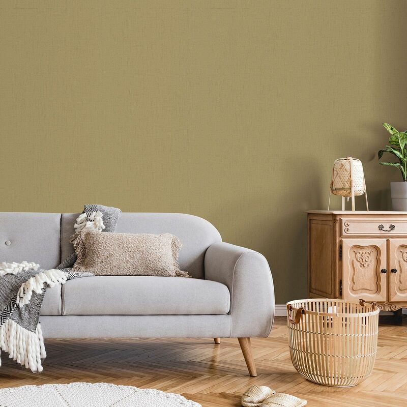 Goldene Tapete einfarbig | Uni Vliestapete gold ideal für Schlafzimmer und  Esszimmer | Edle Vlies Wandtapete mit Vinyl Struktur Effekt