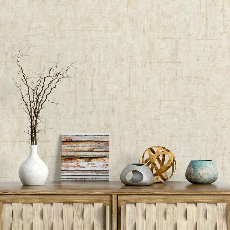 | Vliestapete Helle mit in Schlichte Muster Tapete Wohnzimmer dezent Vlies Sandfarben für Linien Naturfarben Uni in Wandtapete und | Flur