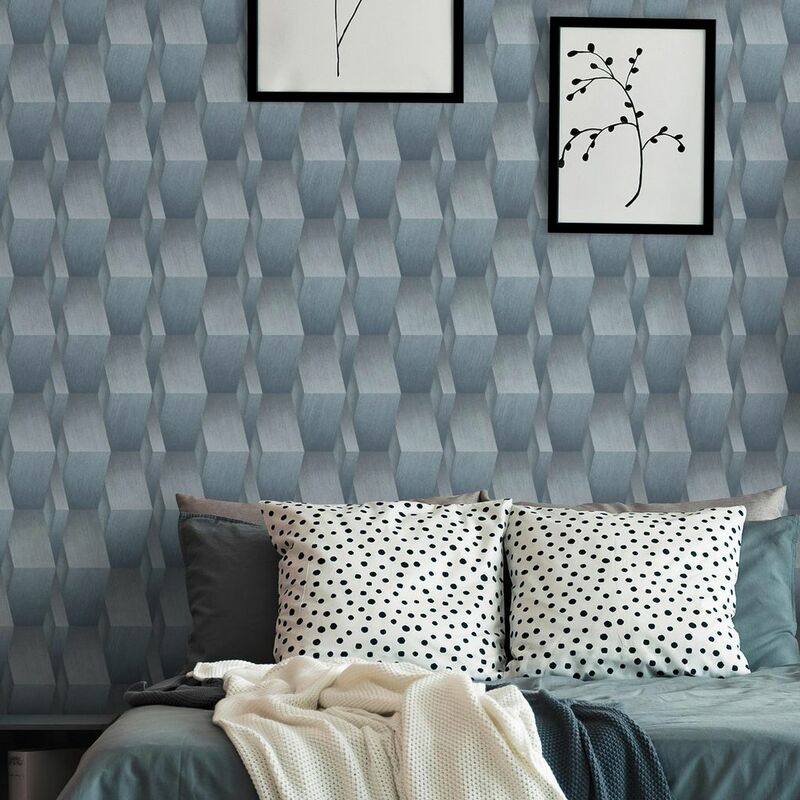 Dreidimensionale Tapete 3D Schlafzimmer für Mustertapete Wohnzimmer Effekt mit | grau | silber geometrisch Vliestapete und Moderne Metallic