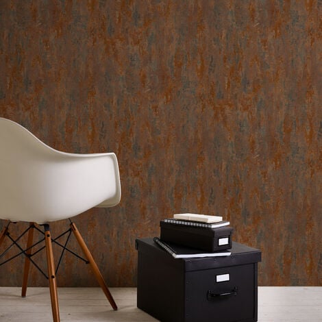 Braune Vliestapete in Rostoptik Industrial Tapete mit Rost Design in ...