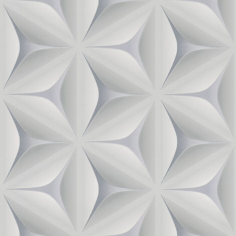 3D Tapete floral Geometrische Moderne dreidimensional Weiß mit Vliestapete Blumenmuster Mustertapete für futuristisch Grau Vlies in