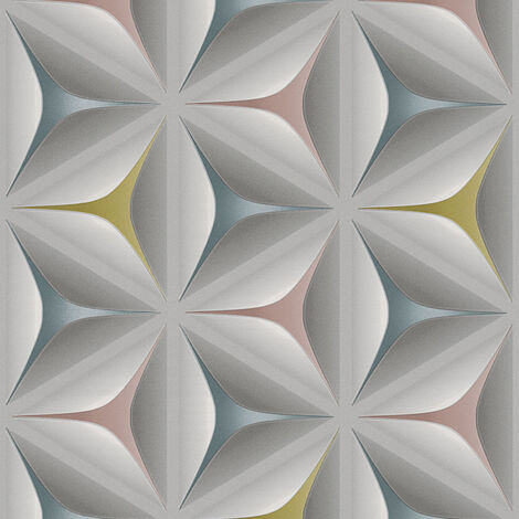 3D Vliestapete grau bunt Schlafzimmer Tapete für modern und Blumenmuster Mustertapete Büro mit Geometrische Futuristische dreidimensional