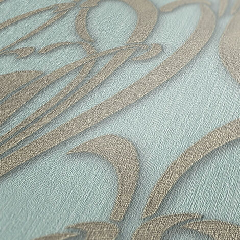 Vlies Schlafzimmer Ornament Esszimmer hellblau mit 1920er und 20er elegant Tapete Mustertapete für Jahre ideal Vliestapete