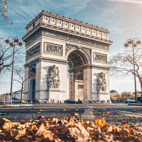 Arc de Triomphe Bild | Paris Leinwand mit Herbstlaub ideal für Wohnzimmer  und Schlafzimmer | Stadt