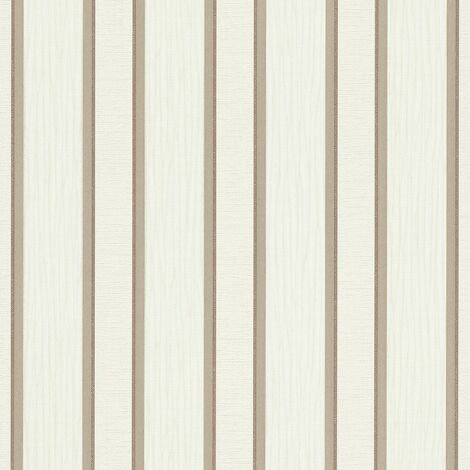 Klassische Tapete gestreift in Beige Weiß, Moderne Vliestapete mit Streifen