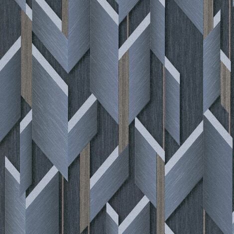 Metallic Büro Effekt für Anthrazit Wohnzimmer Geometrische mit und in 3D Tapete | Gold | Vliestapete