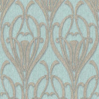 Ornament Tapete hellblau 20er Jahre Vliestapete elegant ideal für  Schlafzimmer und Esszimmer Vlies Mustertapete mit 1920er