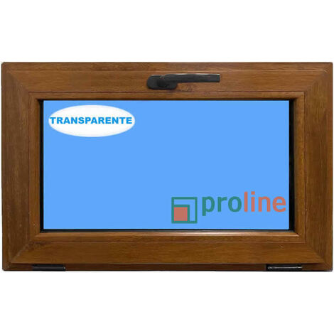 Ventana PVC 800X500 Roble Dorado Abatible (Golpete) Vidrio Transparente