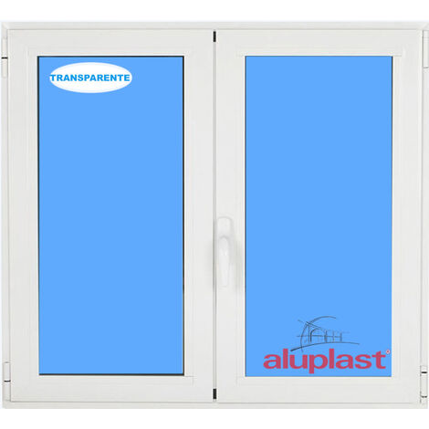 Ventana PVC 1200x1200 Blanca 2 Hojas Oscilobatiente Vidrio Transparente