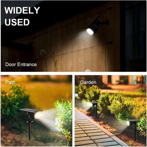 Spot Solaire Extérieur, Projecteur Solaire 2-en-1 Installation 3 Modes pour Chemin Patio Allée ,  2 PACK  34 LEDs Lampe Solaire Extérieure Jardin Etanche,