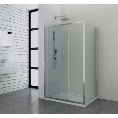 Elite Chrom Fixglaselement mit Easy Clean, 78,5-80 x 195cm (1/2)