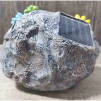 Solar Stone Rock statue with Succulent and 7 LED Lights