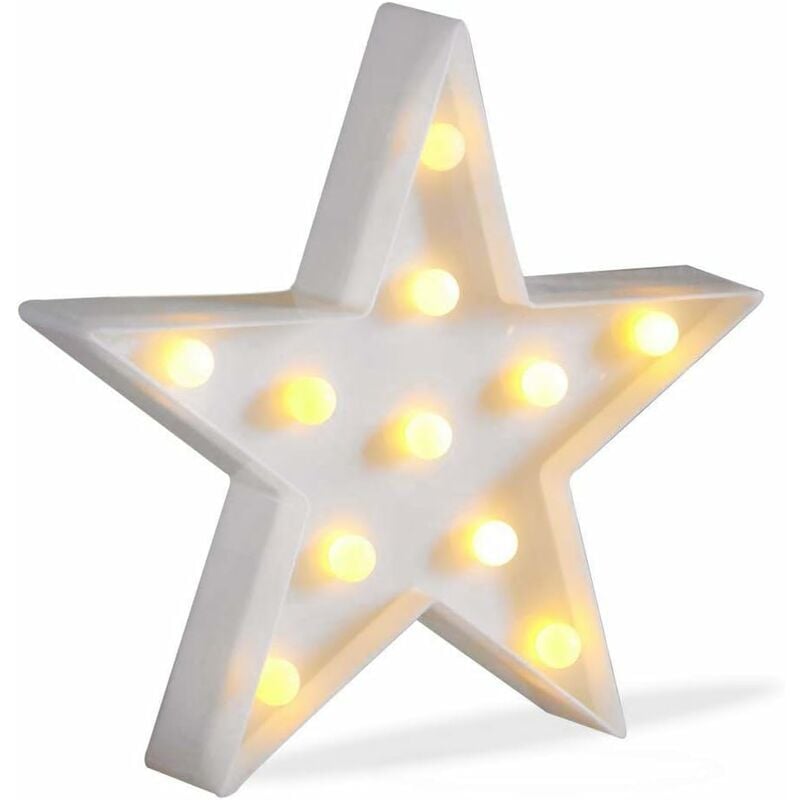 Luz de noche LED en forma de estrella / Luz de noche para niños Lámpara LED decorativa para dormitorio Fiesta de cumpleaños Navidad (Estrella blanca)