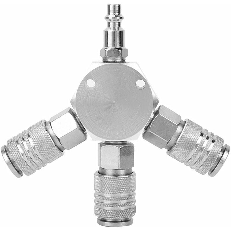 LITZEE 1/4 '' F-NPT Acoplador rápido de colector de manguera de aire de 3 vías, Conector de ajuste neumático Divisor de acopladores rápidos