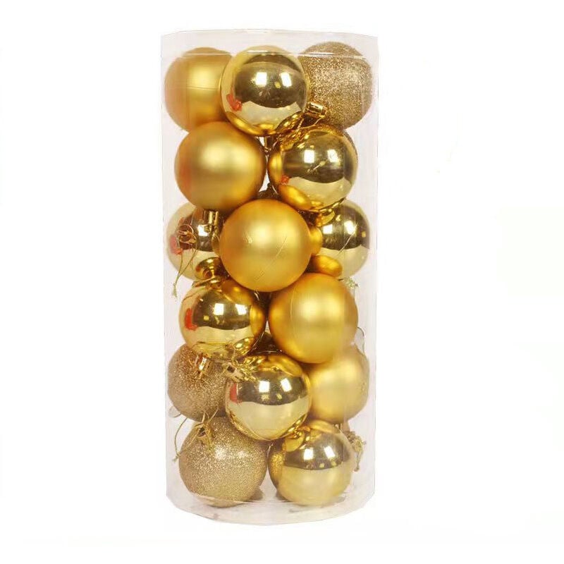 24 bolas de Navidad, adornos para árboles de Navidad, juego de bolas de adorno para colgar en el árbol de Navidad para colgar en el árbol de Navidad para fiestas navideñas, 4 cm, color dorado