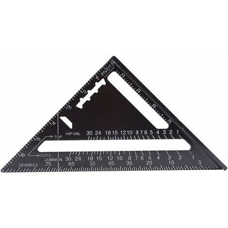 7 Pulgadas Metrica Imperial Cuadrado Aluminio Triangulo Regla Transportador Angulo Herramientas De Medicion De Alta Precision Con Acabado De Oxido Negro Para Carpintero Carpintero