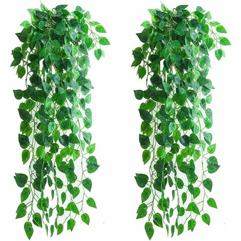 4 piezas plantas para colgar, hojas de escindapsus verdes colgantes hiedra falsa
