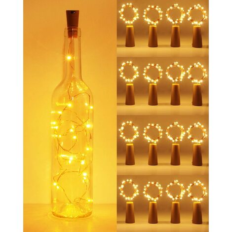 Luces de Hadas Alambre de Cobre DIY Decorativas para Boda Navidad Luz Botella Corcho 10 x 20 LED Funciona con Pilas luz de Botella Blanco Cálido Fiesta 