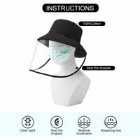 Sombrero de pescador LITZEE, gorro anti-saliva anti-polvo anti-UV con visera transparente Protección facial completa Unisex para vacaciones, pesca, viajes, playa