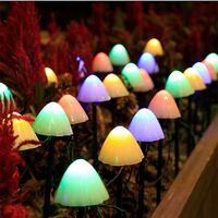 Lámpara de hongo de jardín Luces solares con ８ Modos de luz y 3,8 metros 30 LED Lámpara de hongo Lámpara de hongo impermeable Lámpara de hongo de jardín Luz decorativa solar para decoración de macetas Fiesta de árbol de Navidad (Colorido)