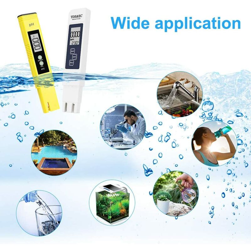 Idroponica 3 in 1 qualità Acqua Misuratore con LCD Retroilluminato Misuratore PH Acqua Auto-Calibrazione per Acqua Potabile Yangyme Tester di qualità dellAcqua Piscine Acquari 