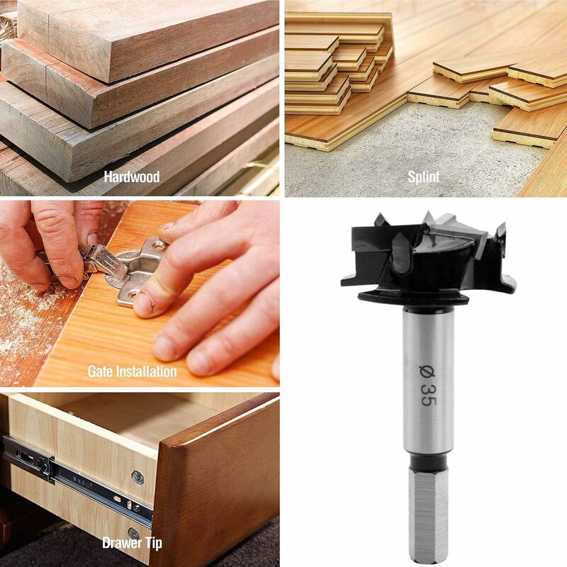 5 Pezzi N // A Punta Forstner 5PCS 15, 20, 25, 30, 35 mm Punta Elicoidale Forstner Lavorazione del Legno in Metallo Duro per Fori con Scatola di Legno