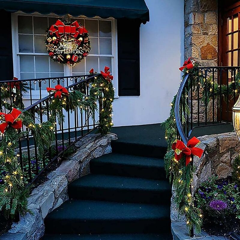 per porta d'ingresso con ciondolo a forma di bacca rossa parete decorazione NZXVSE Ghirlanda natalizia artificiale 50 cm finestra 
