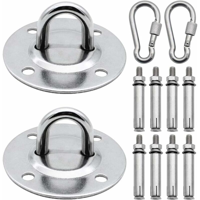 Yardwe M8 Sistemi per Appendere di Amaca Kit di Sospensione per Amaca in Acciaio Inossidabile Ganci per amache per Sospensione Esterna per Interni-Set di Occhielli Rotondi Ganci a Molla e Viti 