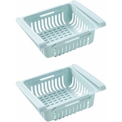 LITZEEFrigorifero Cassetto Organizzatore Cassetto Frigorifero Scaffale  Portaoggetti Frigorifero Divisorio Strato Organizzatore Casa (2 Pezzi, Blu)