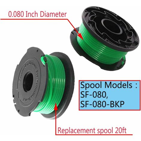 SF-080 GH3000 String Trimmer Spool Line Compatible with Black and Decker  SF-080-BKP 20ft 0.080 GH3000 LST540 GH3000R LST540B Weed Eater Auto Feed