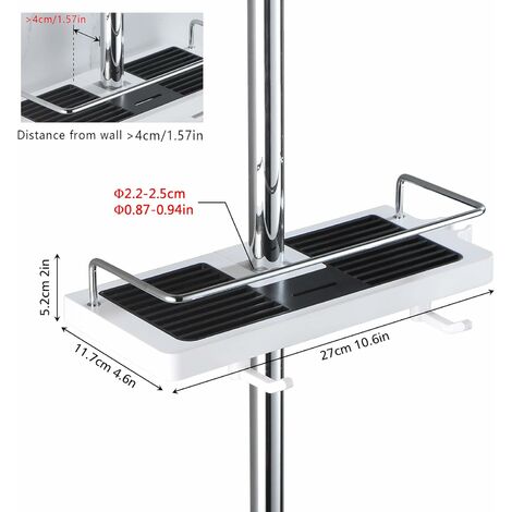 Supporto Per Barra Doccia Senza Foratura, Mensola Da Bagno, Organizer Per  Doccia Con Fibbia E Gancio Per Soffione Doccia Per Barra Doccia Da 22 Mm A  2