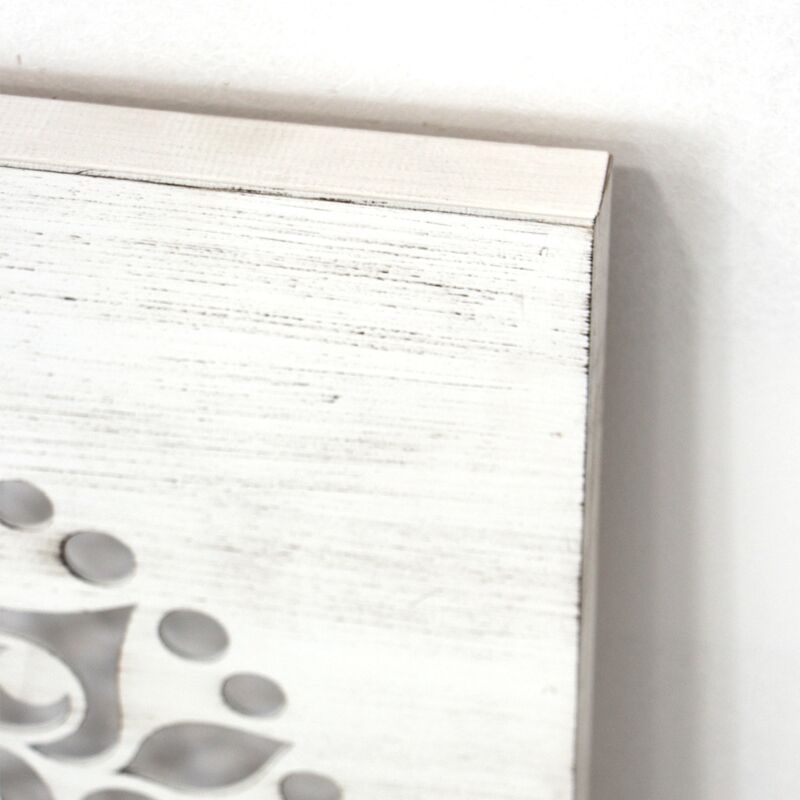 Cuadro mandala 60x120 cm blanco envejecido. Cuadro Mandala de Pared Calada,  Fabricado Artesanalmente en España, Decorado