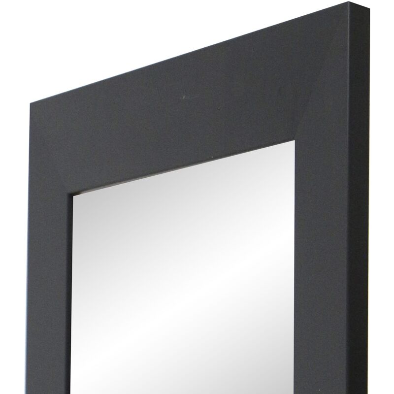 Espejo para puerta colgante Lesina 2 ganchos plástico 121 x 41 cm negro  [en.casa]